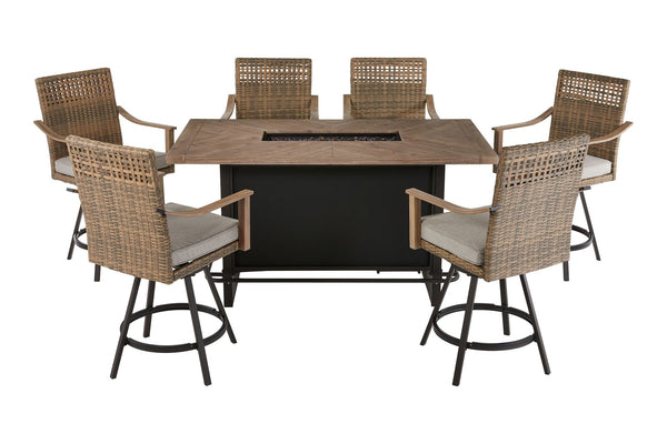 CANVAS Granville Fire Outdoor Dining Set with Water/Stain/Fade-Resistant Cushions, 7-pc V7