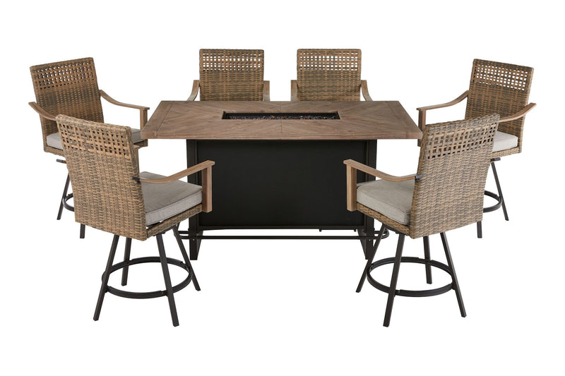 CANVAS Granville Fire Outdoor Dining Set with Water/Stain/Fade-Resistant Cushions, 7-pc V7