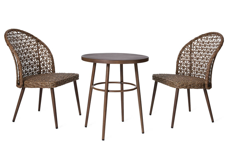 CANVAS Grayling Wicker Outdoor Patio Chat Set with Padded Cushions, Brown, 3-pc F9