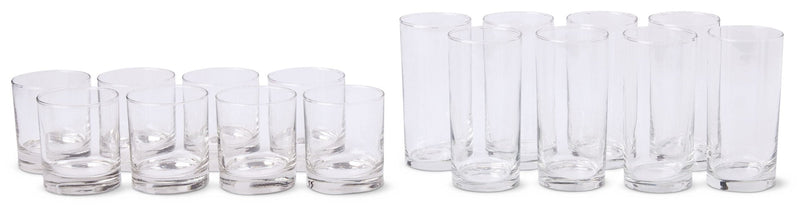 CANVAS Heavy Base Glassware Tumbler Set, Clear, 11 oz & 15 oz, 16-pc R1