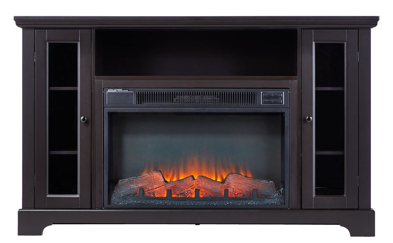 CANVAS Kingwood Media Electric Fireplace TV Stand, 57-in, 1500W, Includes Remote Control, Brown D1