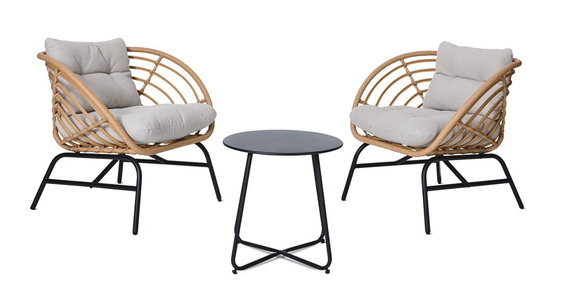 CANVAS Leslieville Outdoor Patio Chat Set with Tufted Cushions, Brown, 3-pc N3