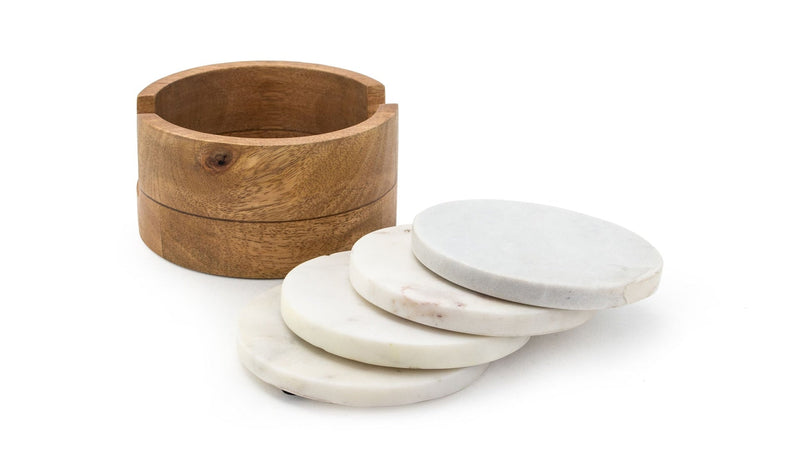CANVAS Marble Drink Coasters, Round, Crystal, 4-pk V2