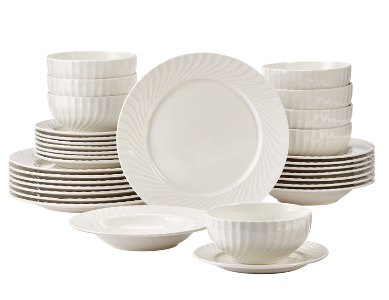 CANVAS Milliken Embossed Stoneware Dinnerware Set, Serves 8, 32-pc, White W7