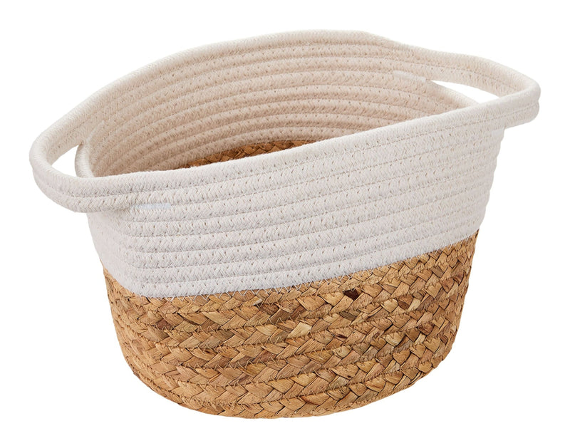 Canvas Molly Woven Cotton Rope Two-Toned Storage Basket X1