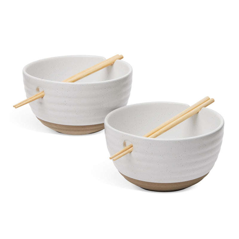 CANVAS Noodle Bowl with Chopsticks Set, Serves 2, 4-pc, White O5