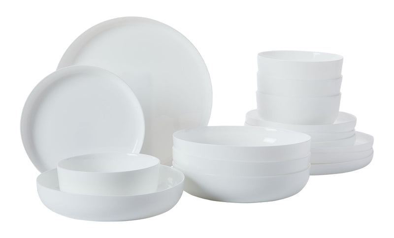 CANVAS Opal Tempered Glass Modern Coupe Dinnerware Set, Serves 4, 16-pc H6