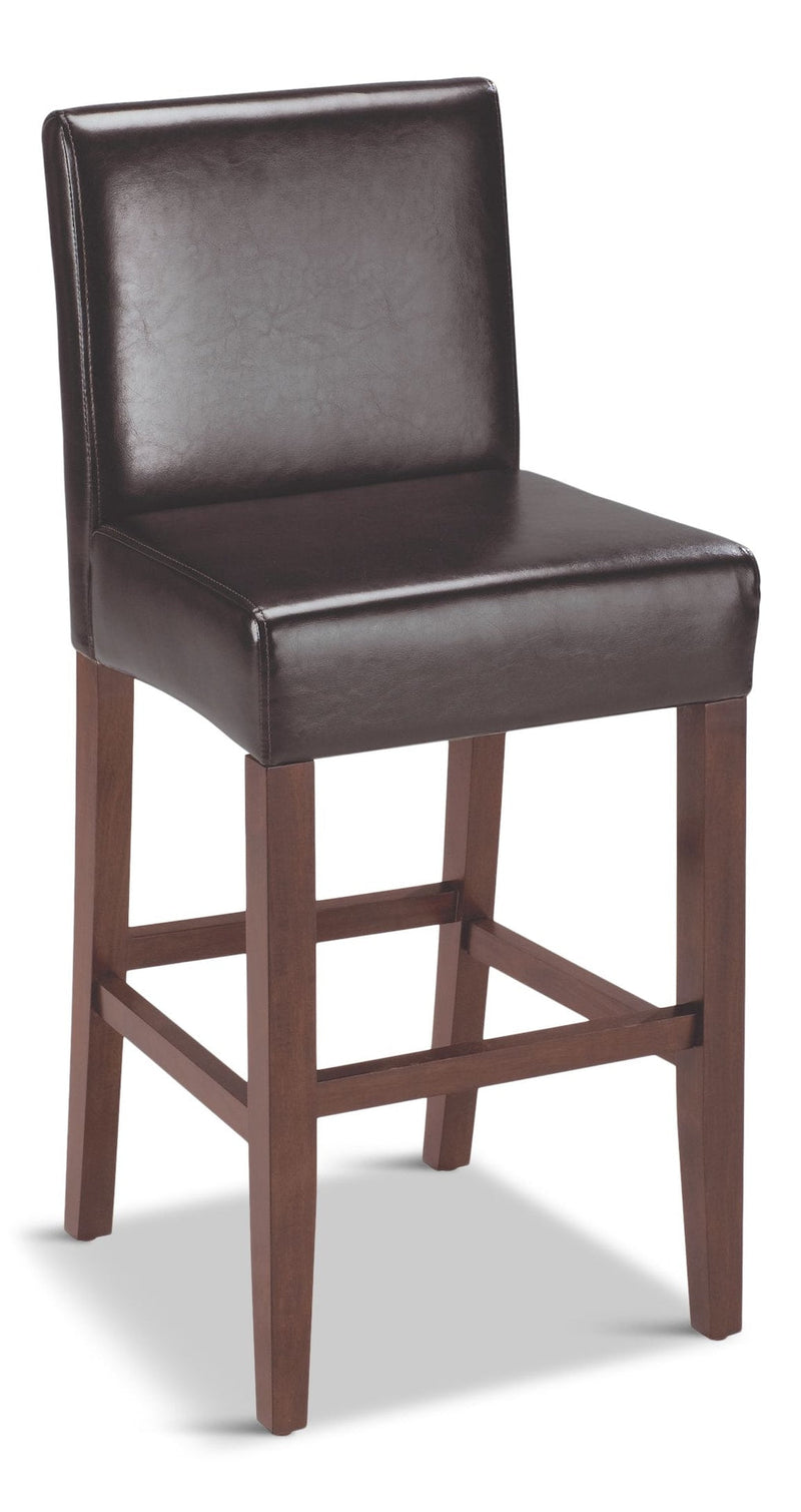 CANVAS Parsons Wood & PU Leather Bar Stool With Backrest, Dark Brown S2