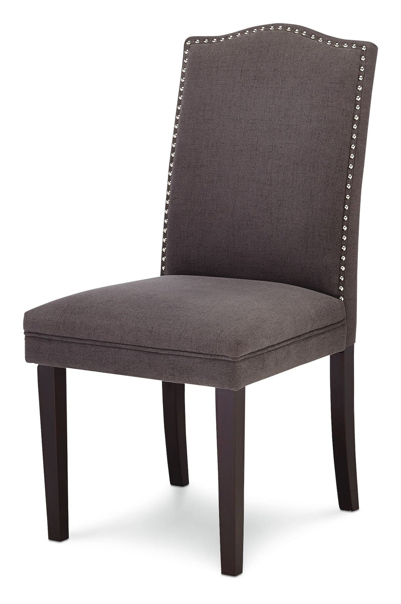 CANVAS Regent Nailhead Upholstered Dining Chairs with Solid Wood Legs (2-Piece Set), Grey D5