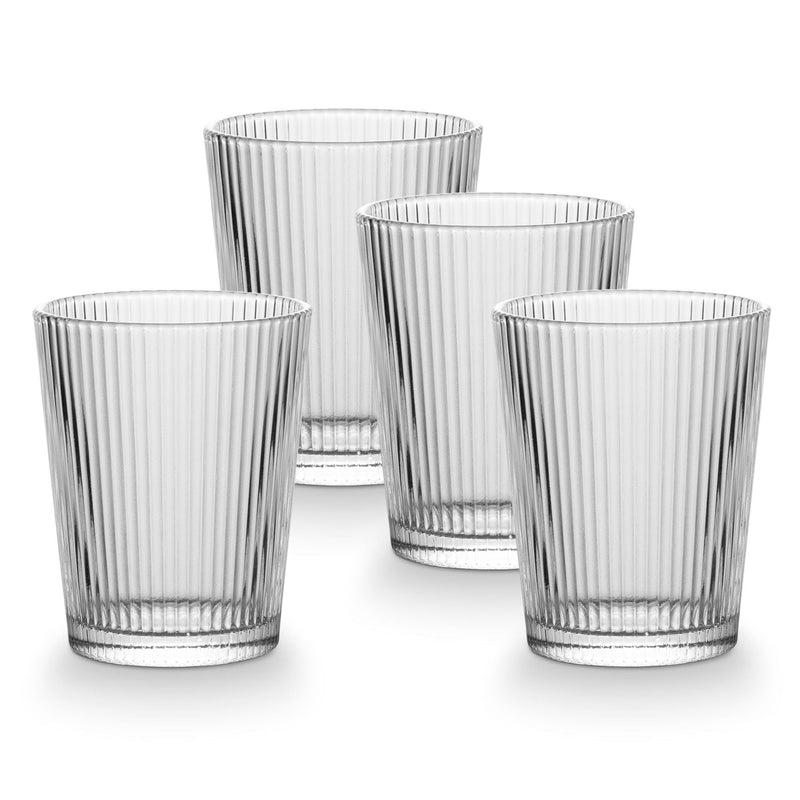 CANVAS Ribbed DOF Dinner Glass Set, Lead-free, 4-pc J2