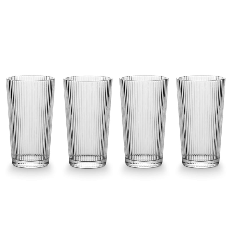 CANVAS Ribbed High Ball Glass Set, Lead-free, 4-pc W5