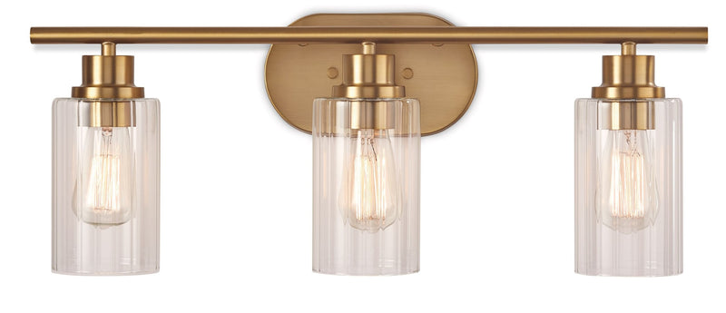 CANVAS Rosstown 3-Light Vanity Light Fixture with Glass Shades, Brushed Gold V0