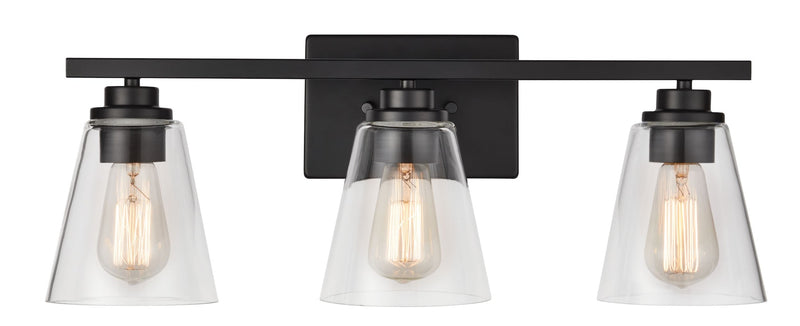 CANVAS Venlaw 3-Light Vanity Light Fixture with Clear Glass Shade, Matte Black L1