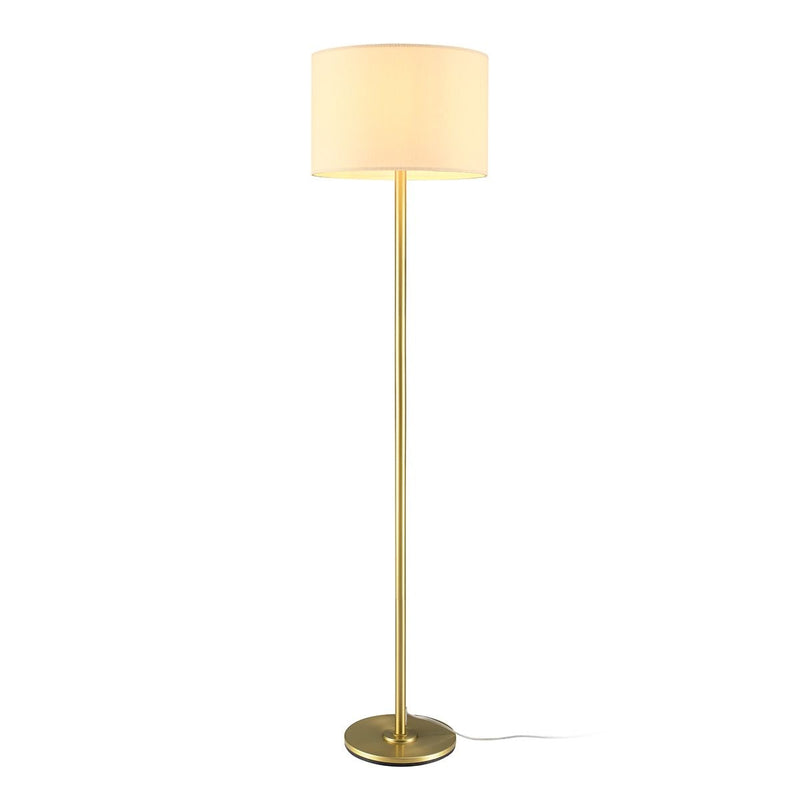 CANVAS White Drum Shade Floor Lamp, 16-in, Metallic Gold/Matte Brass K4