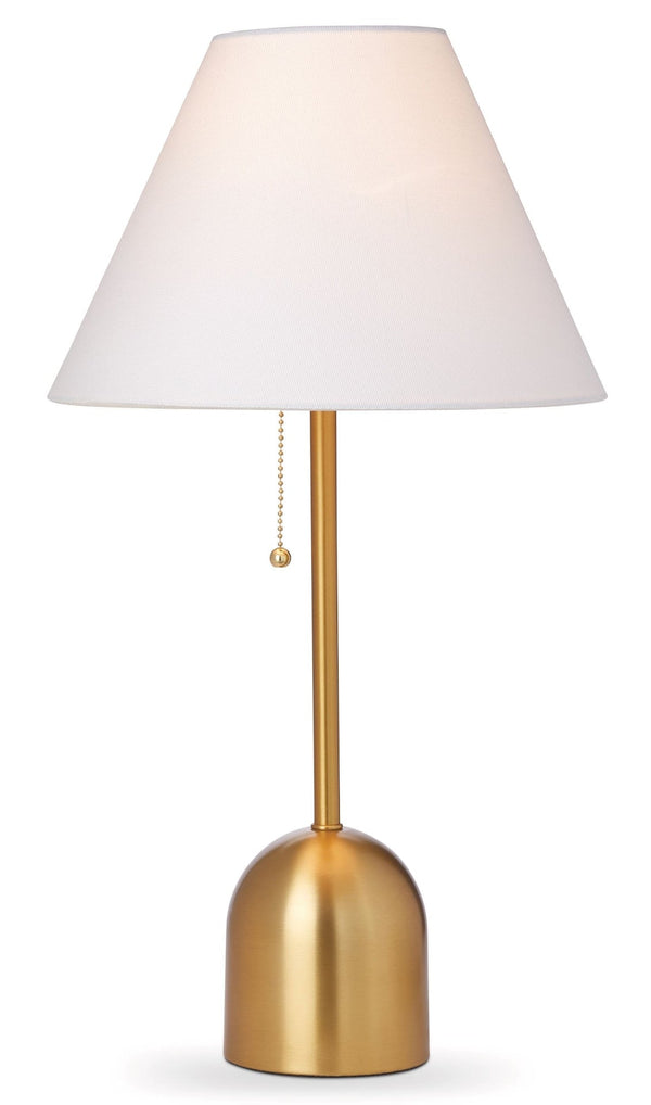 CANVAS White Linen Cone Shade Table Lamp, 22-in, Antique Brass A3