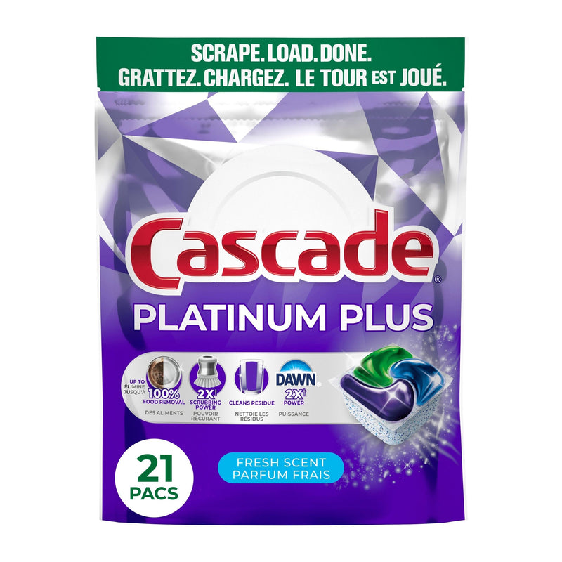 Cascade Platinum Plus ActionPacs Dishwasher Detergent Pods, Fresh, 21 Count E3