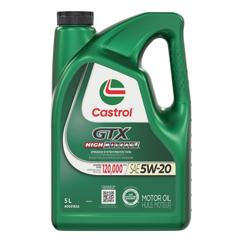 Castrol GTX High Mileage 5W20 Conventional Engine/Motor Oil, 5-L O2