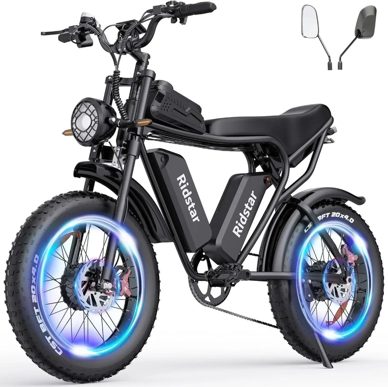 Electric Bike Q20, 2000W, 52V, 30-180 Miles All-Terrain Fat Tire E-Bike for Adults Z9