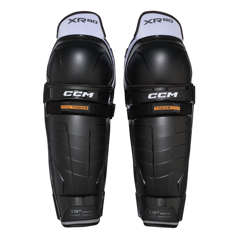 CCM Tacks XR80 Hockey Shin Guards, Senior, Black/White, Assorted Sizes X3