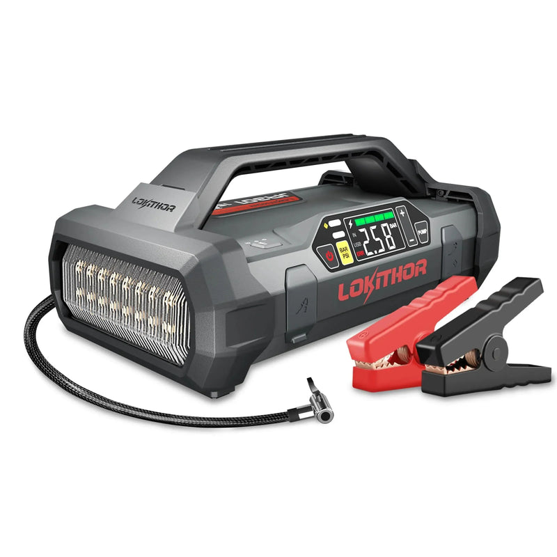 Starter with Air Compressor, 1500Amp 12V Portable Car Battery Booster Pack for Upto 7.0L Gas or 4.5L Diesel, 150 PSI Tire Inflator with Digital Screen, 24 Months Ultra-Long Standby D8