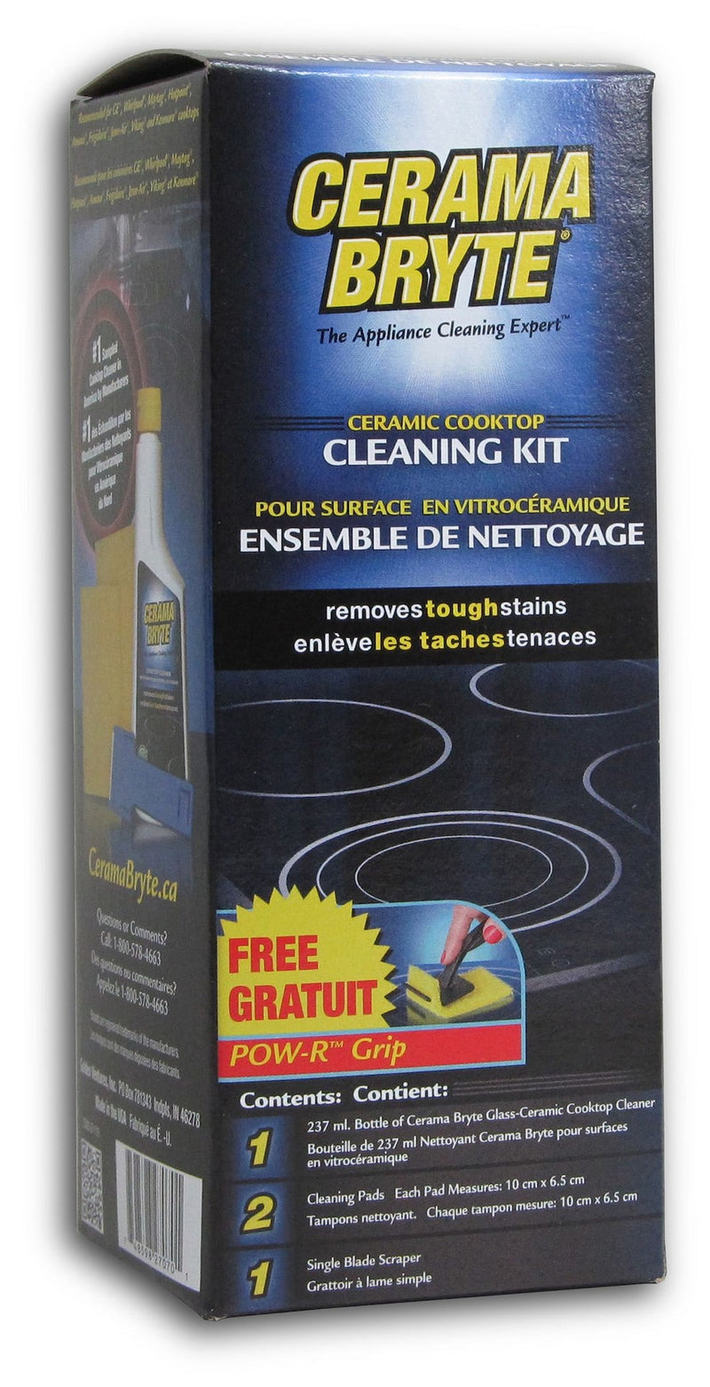 Cerama Bryte Ceramic Cooktop Cleaning Kit, 237-mL, Includes Cream Cleanser, 2 Pads and 1 Scraper O0