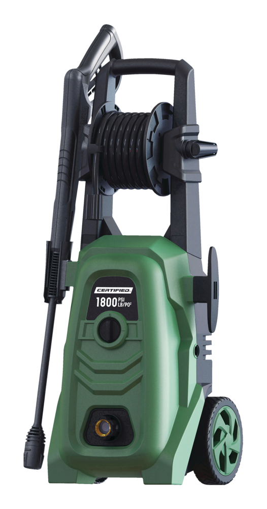 Certified 1800 PSI 1.4 GPM Corded Cold Water Wheeled Brushed Electric Pressure Washer with Foam Blaster O7