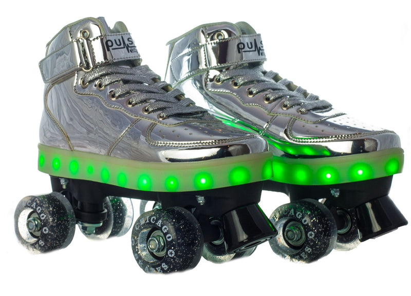 Chicago Skates Pulse LED Light Up Rollerskates, Silver D7