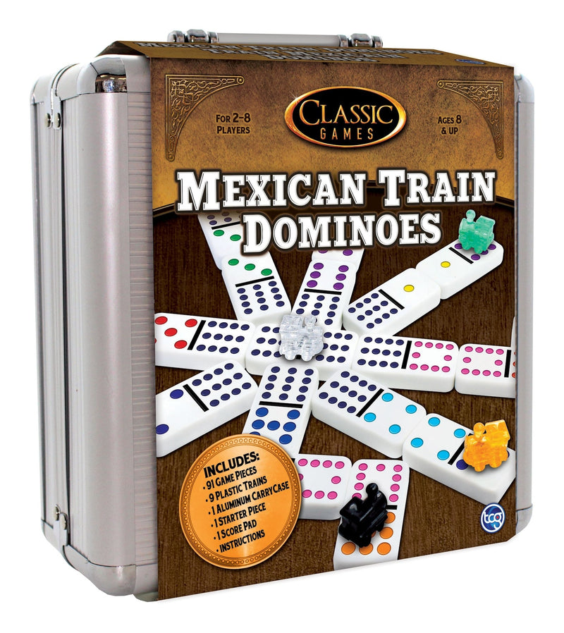 Classic Games Mexican Train Dominos Game Set In Aluminum Carrying Case, Ages 8+ H3