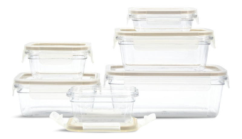 Clearlock Clear Clip Lid Food Storage Container Set with Tritan Base, Nestable, 6 Count R6