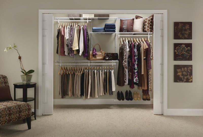 ClosetMaid Wire Shelf Track Closet Organizer Kit, White, 5 x 8-ft X6