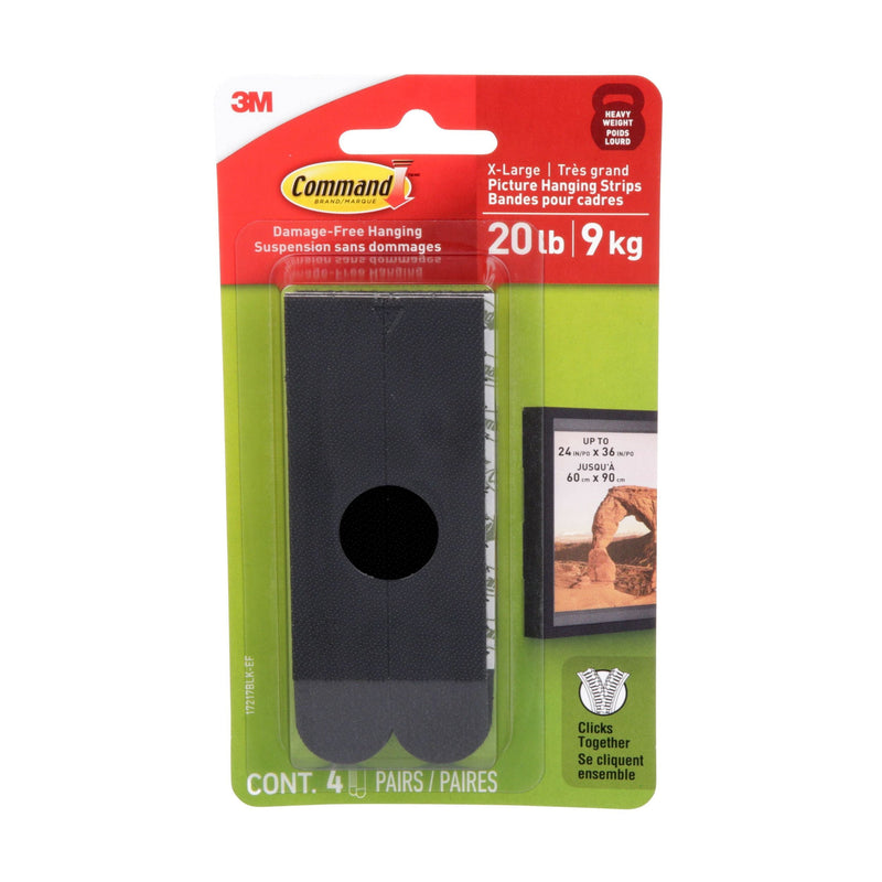 Command 20-lb Black Picture Hanging Strips, 17217BLK-EF | 4 Pairs, X-Large Strips N1