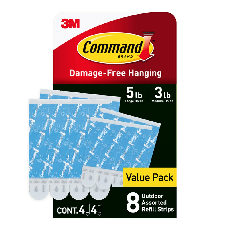 Command 8-Piece 5-lb Medium and Large White All Weather Outdoor & Bath Damage Free Hanging Strips B1