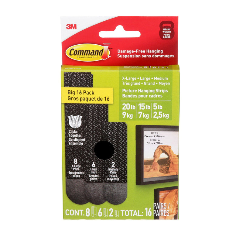 Command Black Picture Hanging Strip Mixed Pack, 17218BLK-16EF, 16 Pairs V0