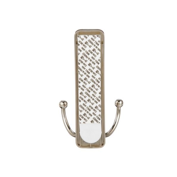 Command Large Decorative Double Hook with Adhesive Strip, Brushed Nickel, 4-lbs, 1 Strip per Pack H1