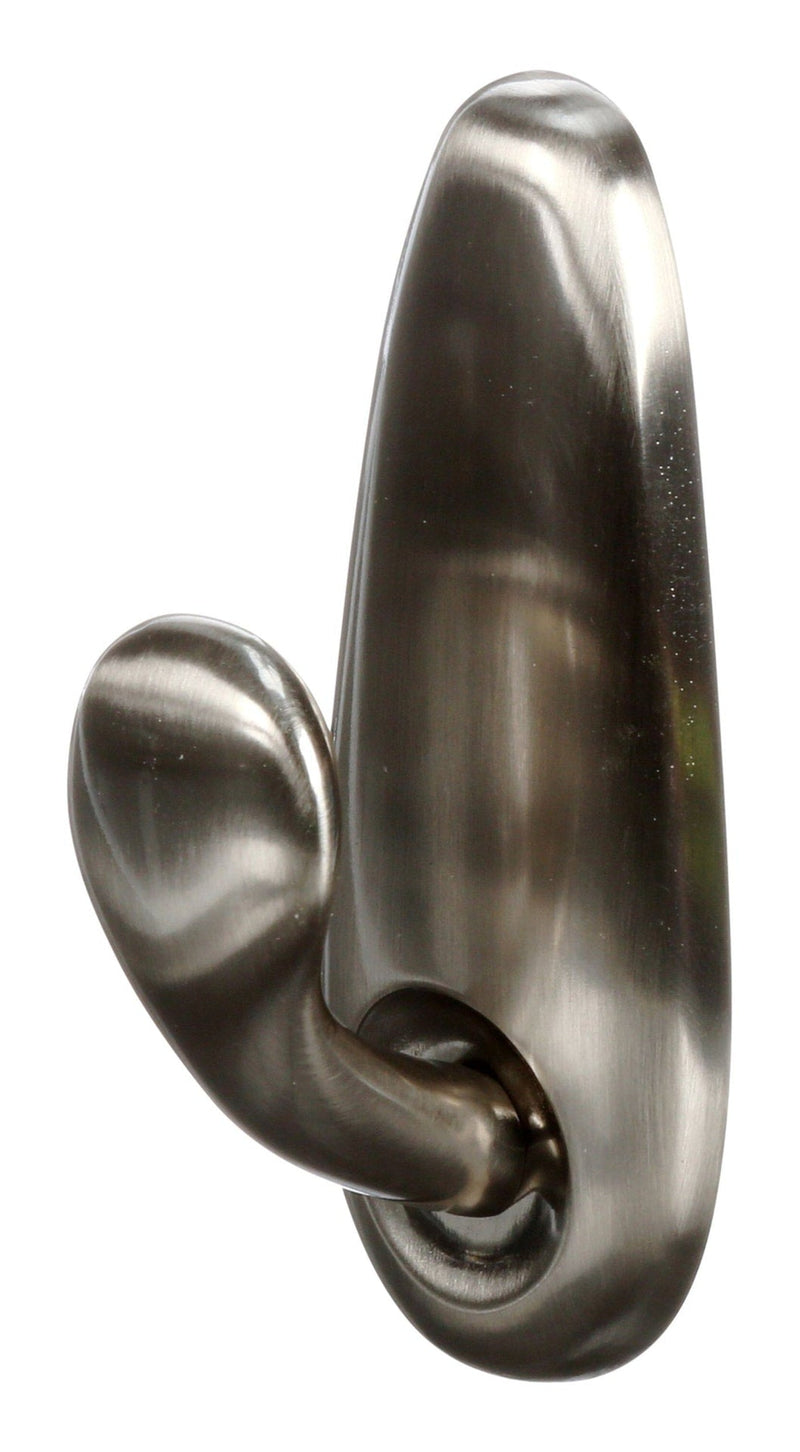 Command Large Decorative Metallic Hook with Adhesive Strips, Brushed Nickel, 5-lbs, 1 Strip per Pack U4
