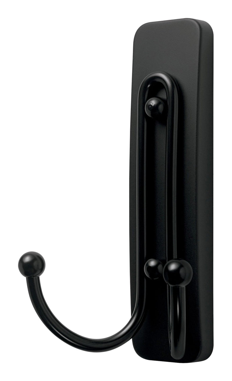 Command Large Double Hook with Adhesive Strips, Matte Black, 4-lbs, 1 Strip per Pack J0