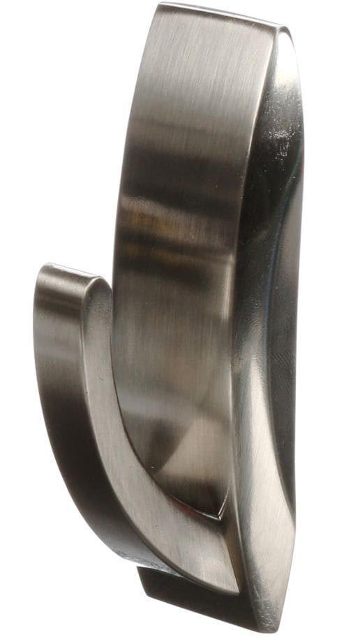 Command Large Elegant Decorative Metallic Hook with Adhesive Strips, Brushed Nickel, 5-lbs, 2 Strips Per Pack C5
