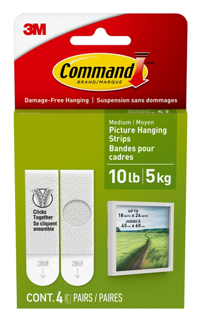 Command Medium Adhesive Picture Hanging Strips, White, 9-lbs, 3 Strips per Pack D9