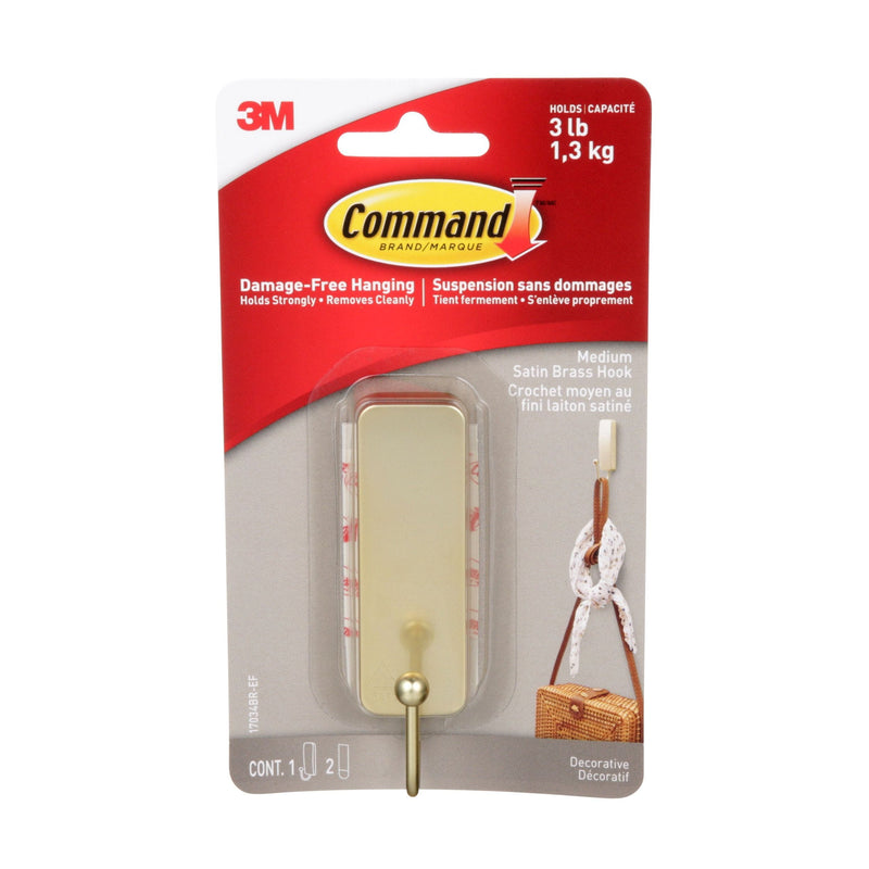 Command Medium Satin Brass Hook B7