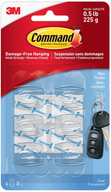 Command Mini Clear Hooks and Strips Work, Damage Free Hanging, 0.5-lb Capacity