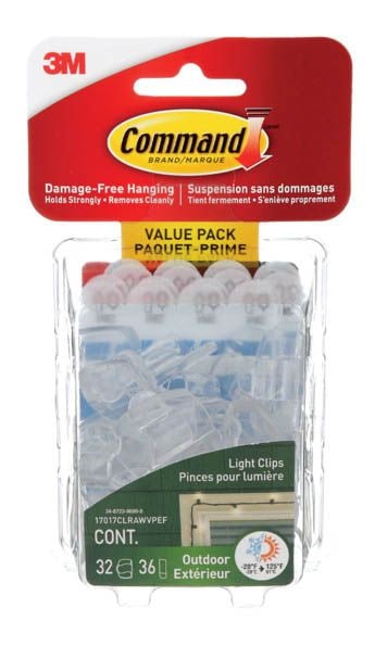 Command Outdoor Light Clips with Foam Strips, No Surface Damage, 32 Strips per Pack C1