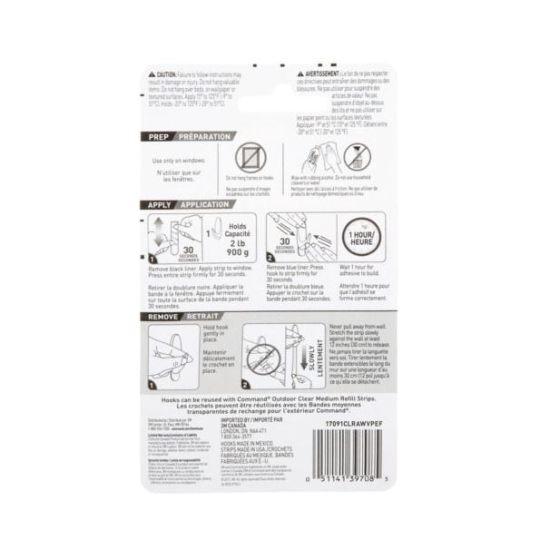 Command Outdoor Medium Window Hooks, No Surface Damage, 5 Hooks per Pack Q7
