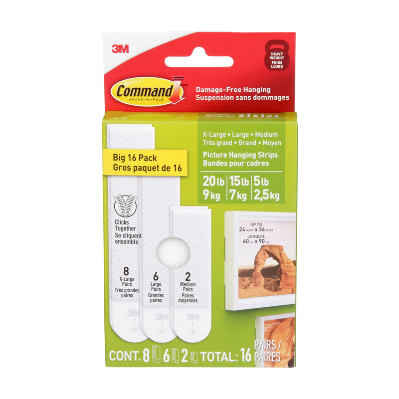 Command White Picture Hanging Strip Mixed Pack, 17218-16EF | 16 Pairs S3
