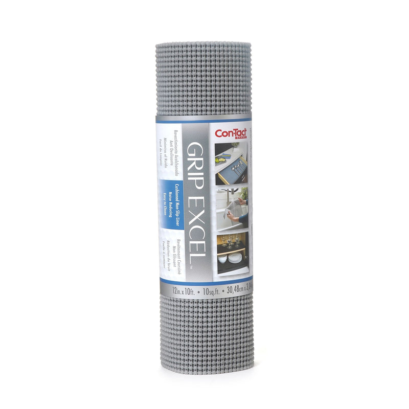 Con-Tact Grip Excel Non-Adhesive Cushioned Shelf/Drawer Liner, Grey, 12-in x 10-ft V8