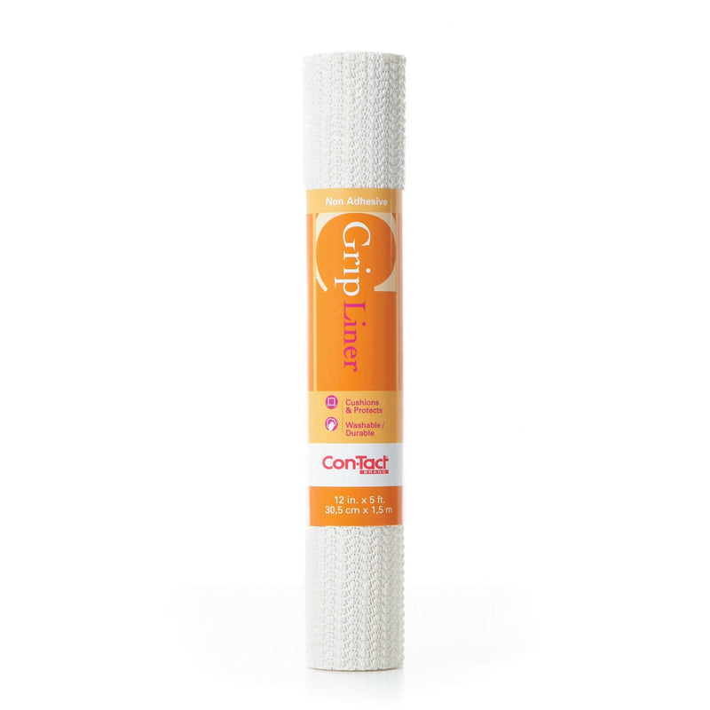 Con-Tact Grip Liner Washable Non-Adhesive Shelf/Drawer Liner, White, 12-in x 5-ft P0