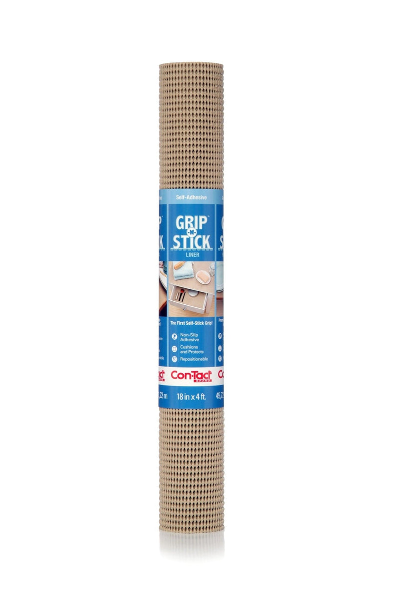 Con-Tact Grip-N-Stick Removable Adhesive Non-Slip Shelf/Drawer Liner, Taupe, 18-in x 4-ft R3