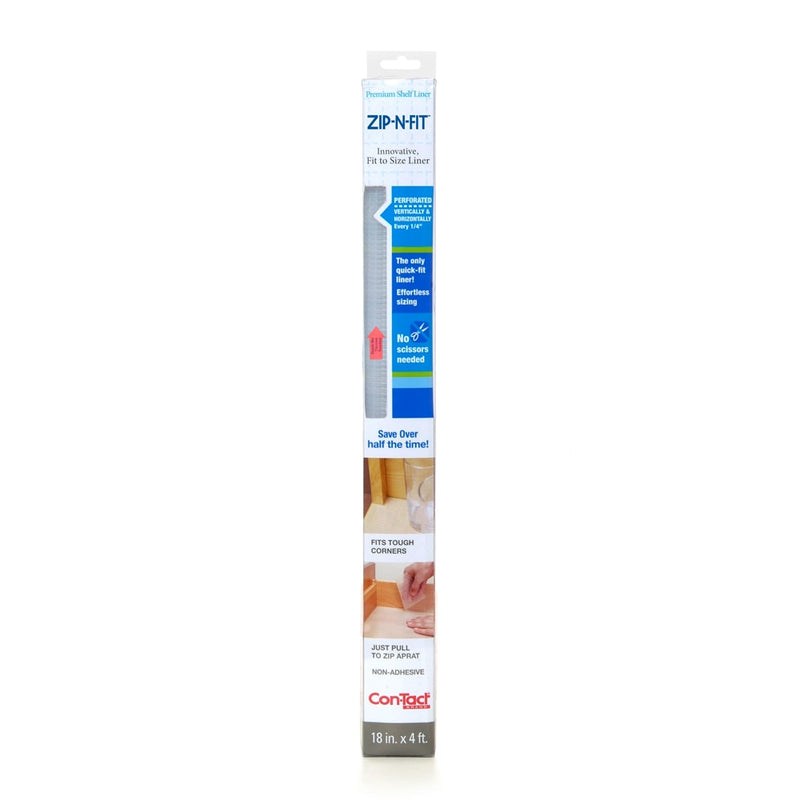 Con-Tact Zip-N-Fit Quick-Fit Non-Slip Solid Grip Shelf/Drawer Liner, Clear, 18-in x 4-ft K2