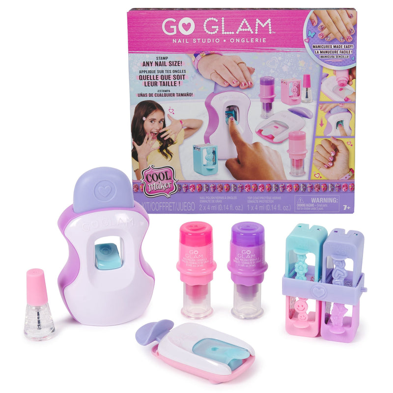 Cool Maker, GO GLAM Studio Nail Kit, Style 200 Nails, 4 Designs, 2 Polish Applicators & Mask, Ages 7+ S8