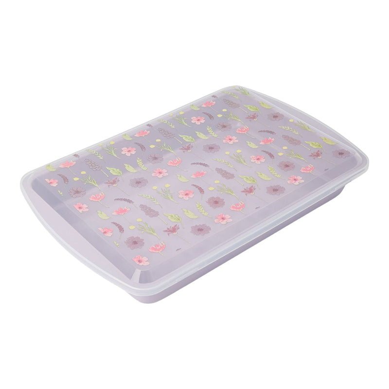 Core Kitchen Non-Stick Carbon Steel Cake Pan with Lid, Floral Print O8