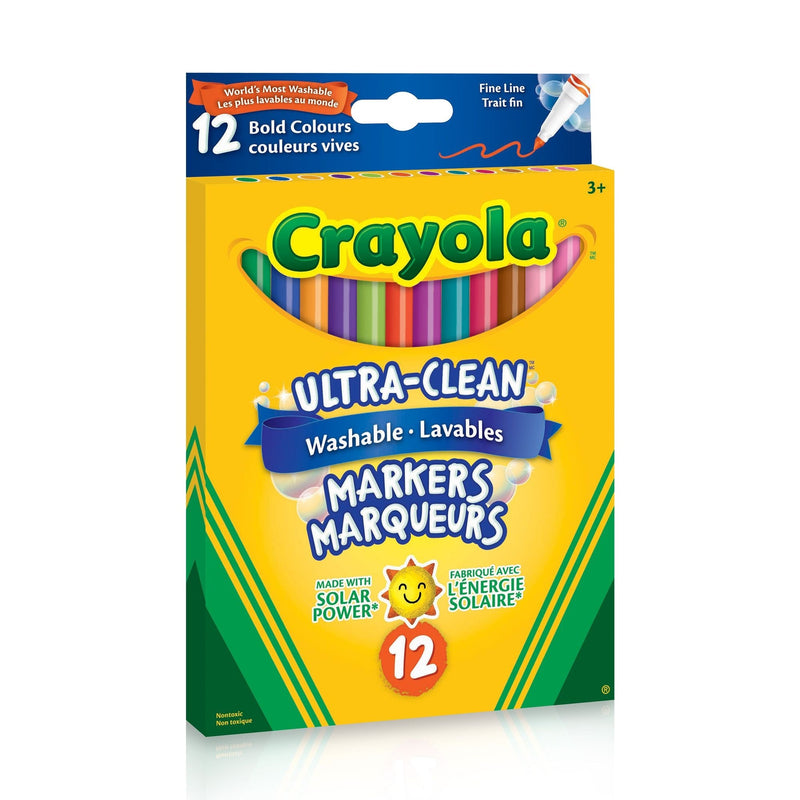 Crayola Ultra-Clean Washable Fine Tip Markers for Drawing/Colouring, Multi-Colour, 12-pk, Ages 3+ Z2